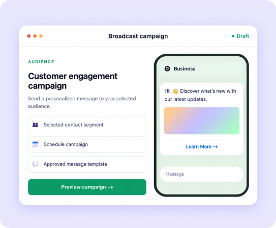 WhatsApp broadcast campaign draft